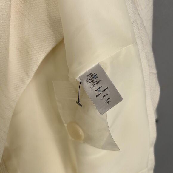 Talbots Coat Women 22W Ivory Textured Black Trim Collarless Capsule Quiet Luxury - Picture 6 of 13